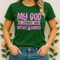 My God Is Stronger Than Breast Cancer Women's T-Shirt thumb 2