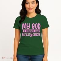 My God Is Stronger Than Breast Cancer Women's T-Shirt thumb 4