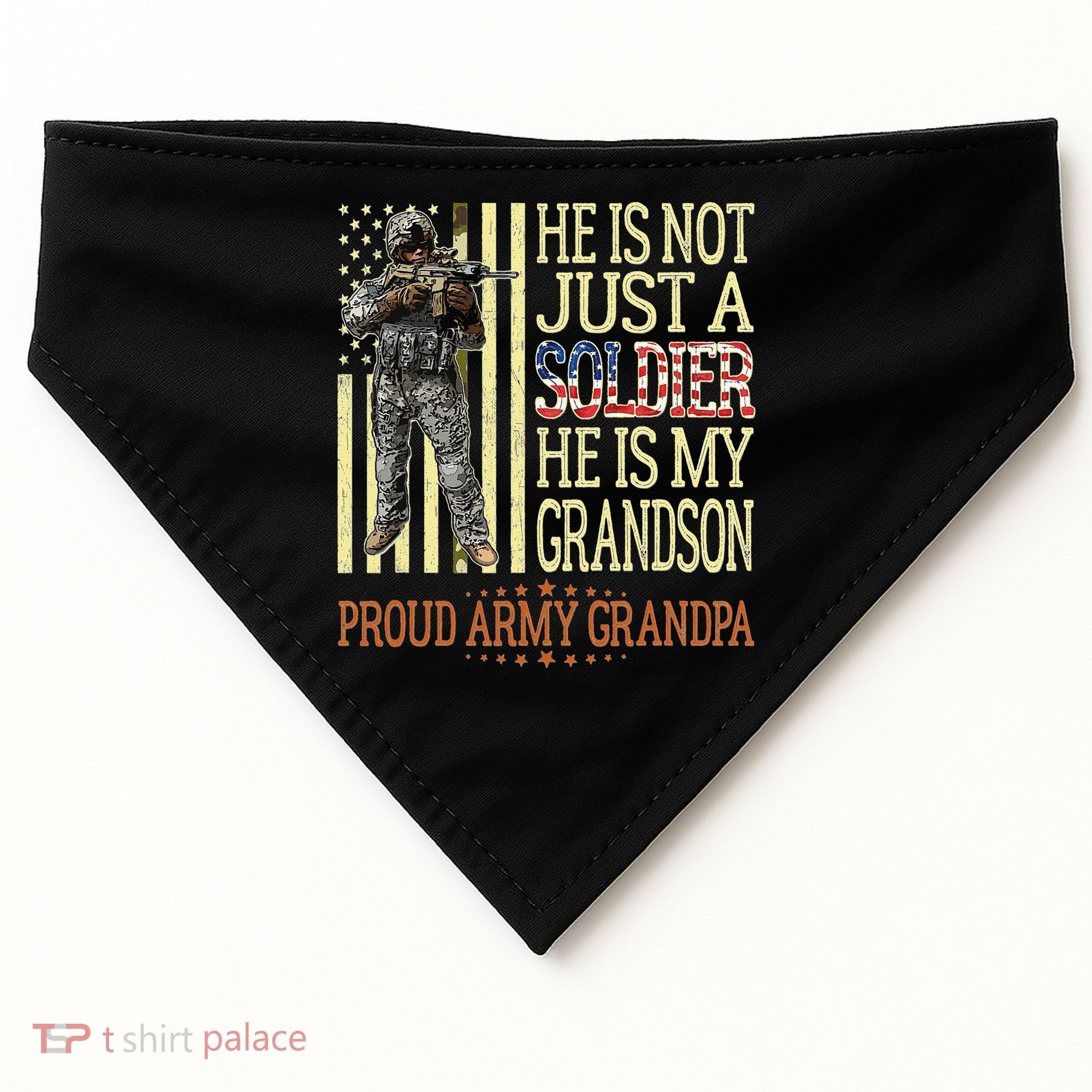 My Grandson Is A Soldier Proud Army Grandpa USA-Made Doggie Bandana