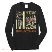 My Grandson Is A Soldier Proud Army Grandpa Long Sleeve Shirt thumb 0
