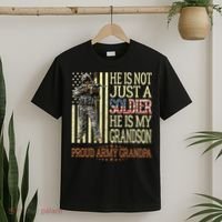 My Grandson Is A Soldier Proud Army Grandpa T-Shirt thumb 2
