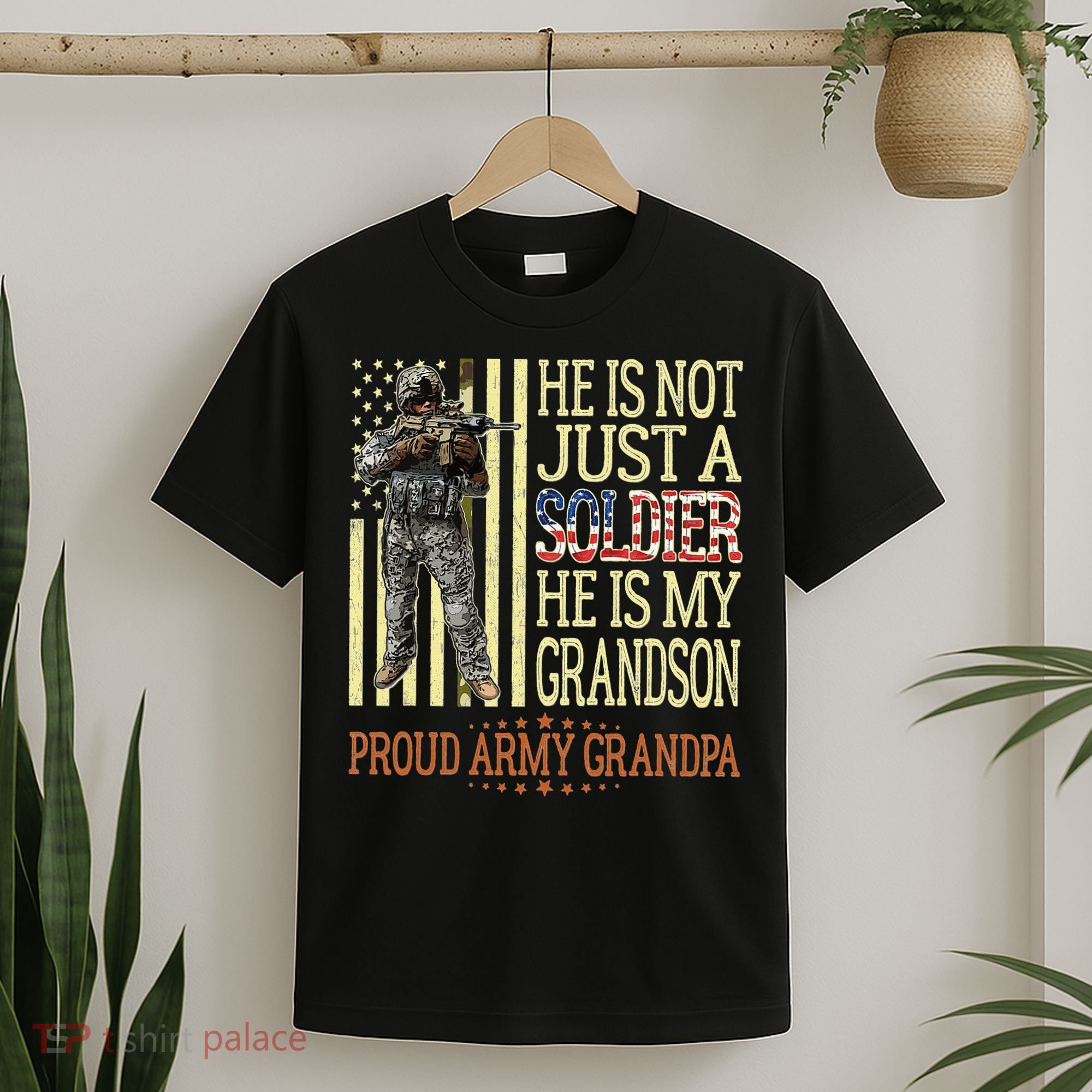My Grandson Is A Soldier Proud Army Grandpa T-Shirt