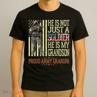 My Grandson Is A Soldier Proud Army Grandpa T-Shirt thumb 3