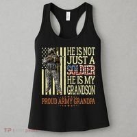 My Grandson Is A Soldier Proud Army Grandpa Women's Tank Top thumb 3