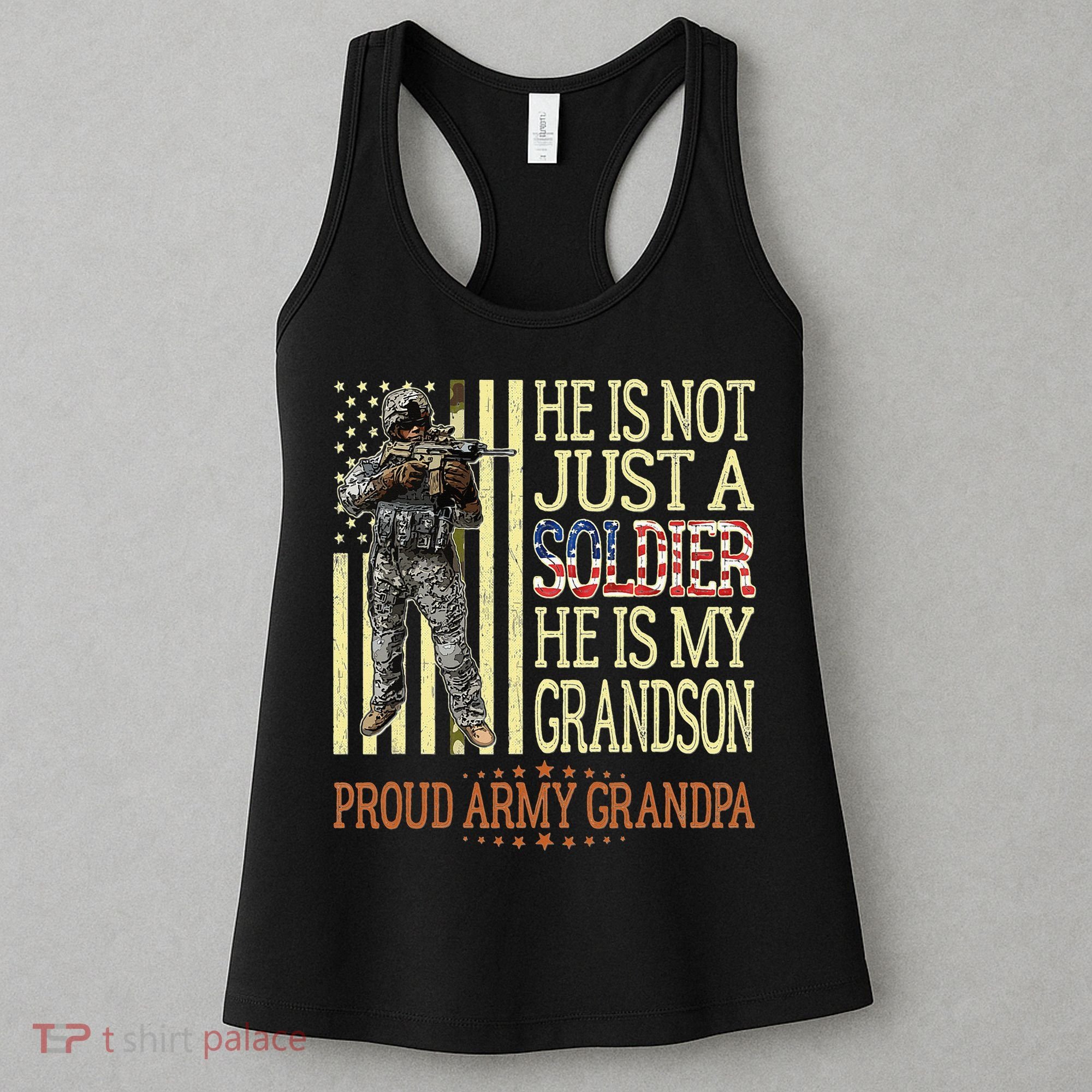 My Grandson Is A Soldier Proud Army Grandpa Women's Tank Top