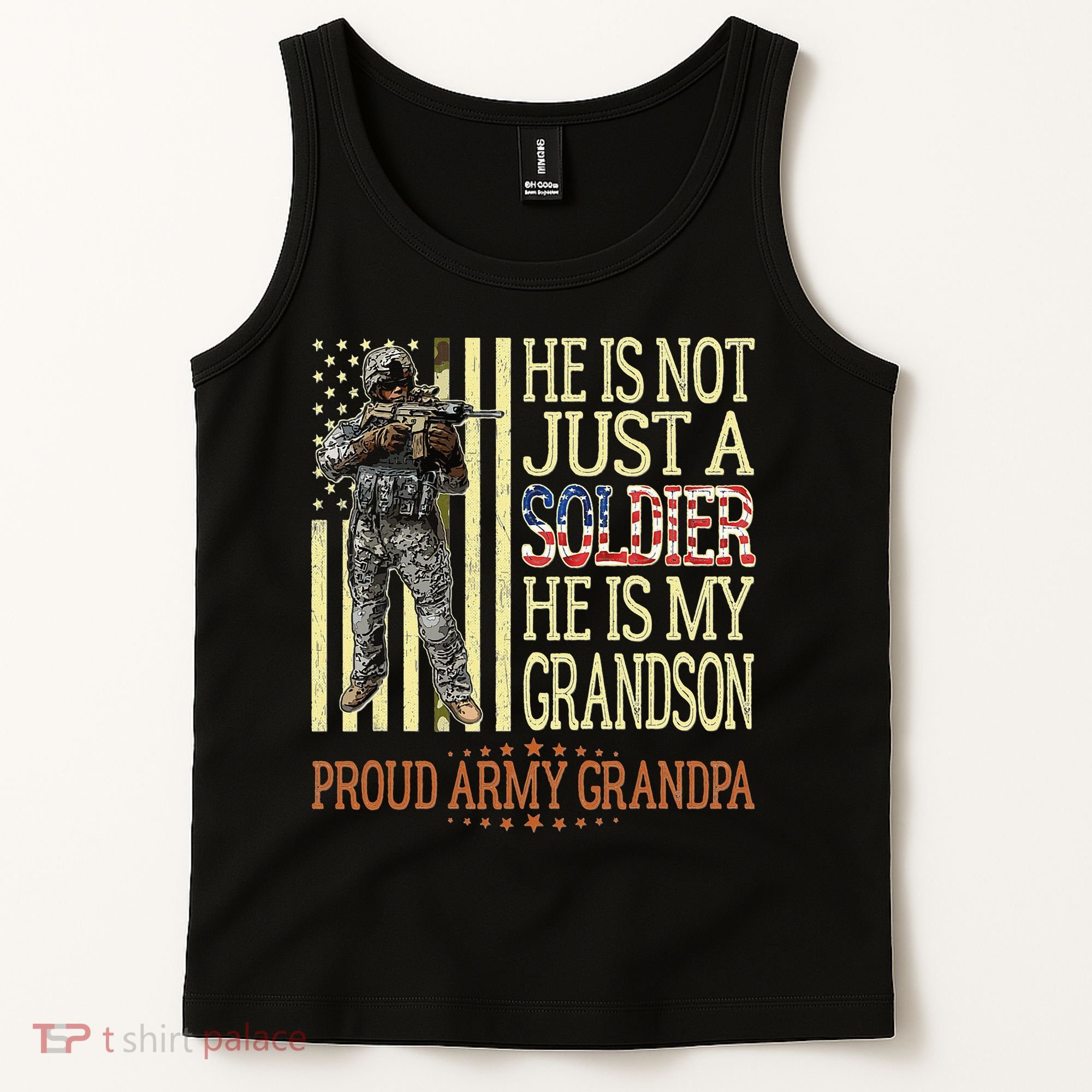 My Grandson Is A Soldier Proud Army Grandpa Tank Top