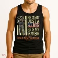 My Grandson Is A Soldier Proud Army Grandpa Tank Top thumb 3