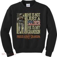 My Grandson Is A Soldier Proud Army Grandpa Kids Sweatshirt thumb 0