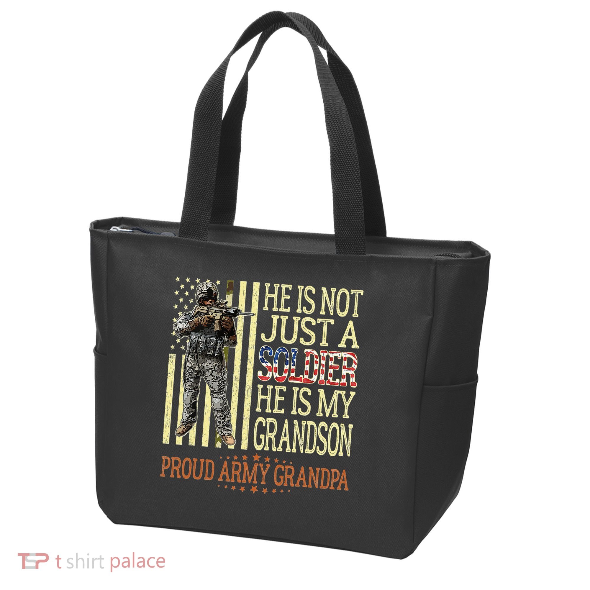 My Grandson Is A Soldier Proud Army Grandpa Tote Bag