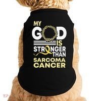 My God Is Stronger Than Sarcoma Cancer Awareness Ribbon Doggie Tank thumb 0