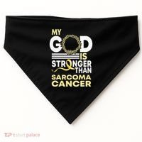 My God Is Stronger Than Sarcoma Cancer Awareness Ribbon USA-Made Doggie Bandana thumb 0