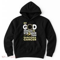 My God Is Stronger Than Sarcoma Cancer Awareness Ribbon Hoodie thumb 0