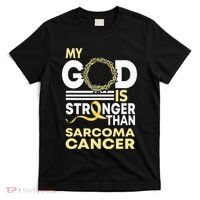 My God Is Stronger Than Sarcoma Cancer Awareness Ribbon T-Shirt thumb 0
