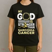 My God Is Stronger Than Sarcoma Cancer Awareness Ribbon T-Shirt thumb 4