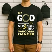 My God Is Stronger Than Sarcoma Cancer Awareness Ribbon T-Shirt thumb 6