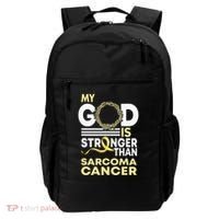 My God Is Stronger Than Sarcoma Cancer Awareness Ribbon Backpack thumb 0