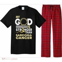 My God Is Stronger Than Sarcoma Cancer Awareness Ribbon Pajama Set thumb 0