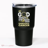 My God Is Stronger Than Sarcoma Cancer Awareness Ribbon Tumbler thumb 0
