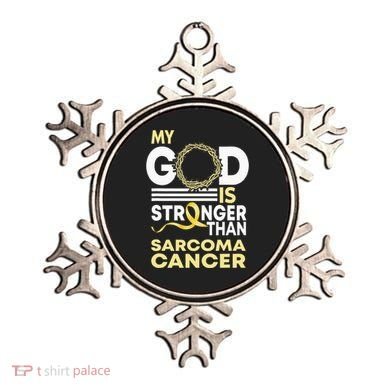 My God Is Stronger Than Sarcoma Cancer Awareness Ribbon Ornament
