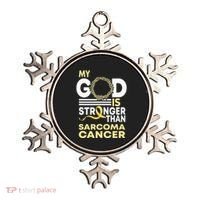 My God Is Stronger Than Sarcoma Cancer Awareness Ribbon Ornament thumb 0