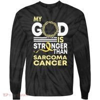 My God Is Stronger Than Sarcoma Cancer Awareness Ribbon Tie-Dye Long Sleeve Shirt thumb 0