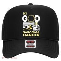My God Is Stronger Than Sarcoma Cancer Awareness Ribbon Hat thumb 0