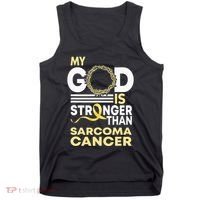 My God Is Stronger Than Sarcoma Cancer Awareness Ribbon Tank Top thumb 0