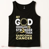 My God Is Stronger Than Sarcoma Cancer Awareness Ribbon Tank Top thumb 2