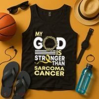 My God Is Stronger Than Sarcoma Cancer Awareness Ribbon Tank Top thumb 4