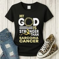 My God Is Stronger Than Sarcoma Cancer Awareness Ribbon Women's T-Shirt thumb 3