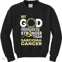 My God Is Stronger Than Sarcoma Cancer Awareness Ribbon Kids Sweatshirt thumb 0