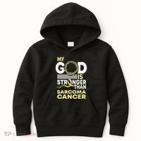 My God Is Stronger Than Sarcoma Cancer Awareness Ribbon Kids Hoodie thumb 0