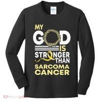 My God Is Stronger Than Sarcoma Cancer Awareness Ribbon Kids Long Sleeve Shirt thumb 0