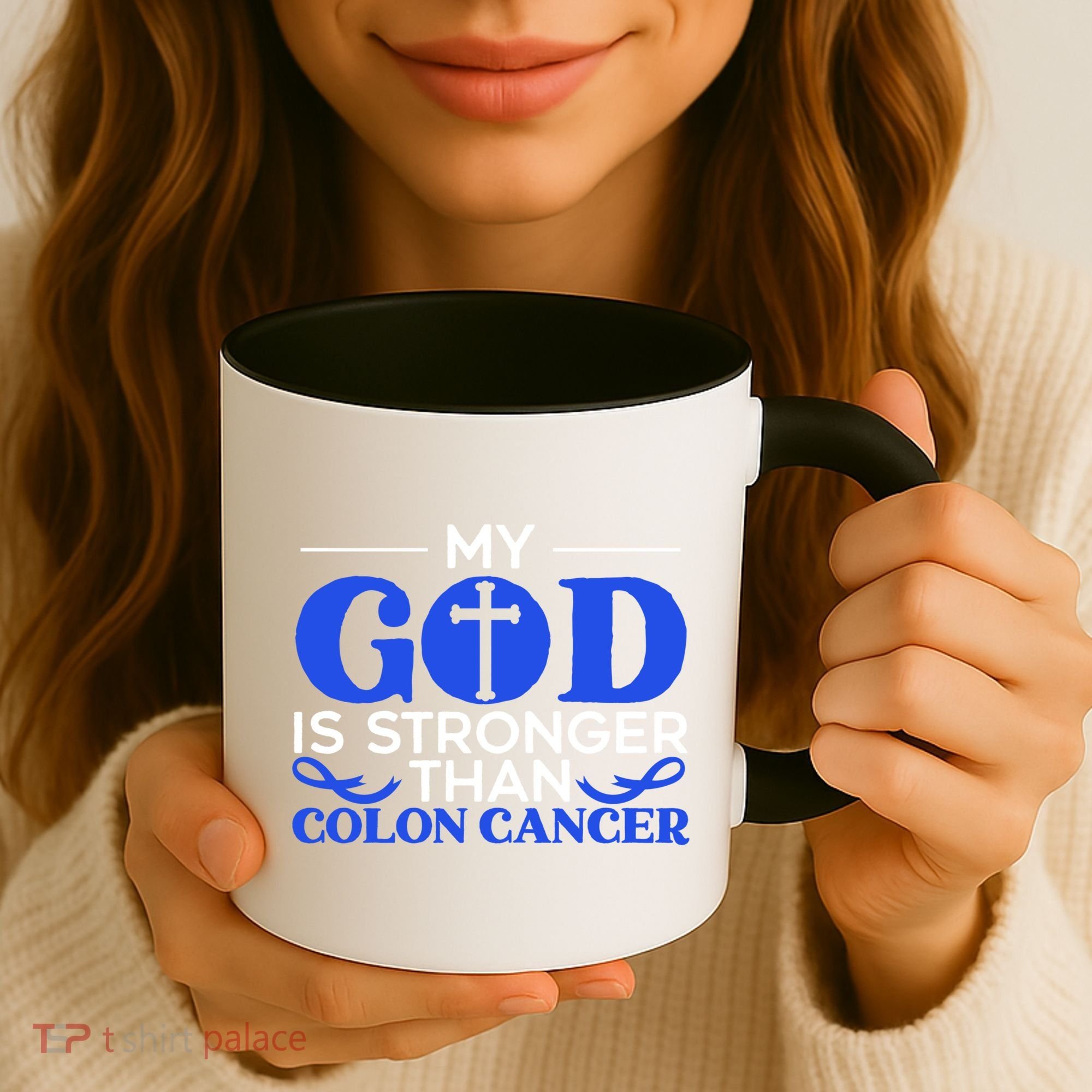 My God Is Stronger Than Colon Cancer Awareness Chrisitan Gift Coffee Mug