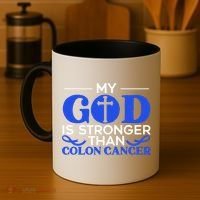 My God Is Stronger Than Colon Cancer Awareness Chrisitan Gift Coffee Mug thumb 4