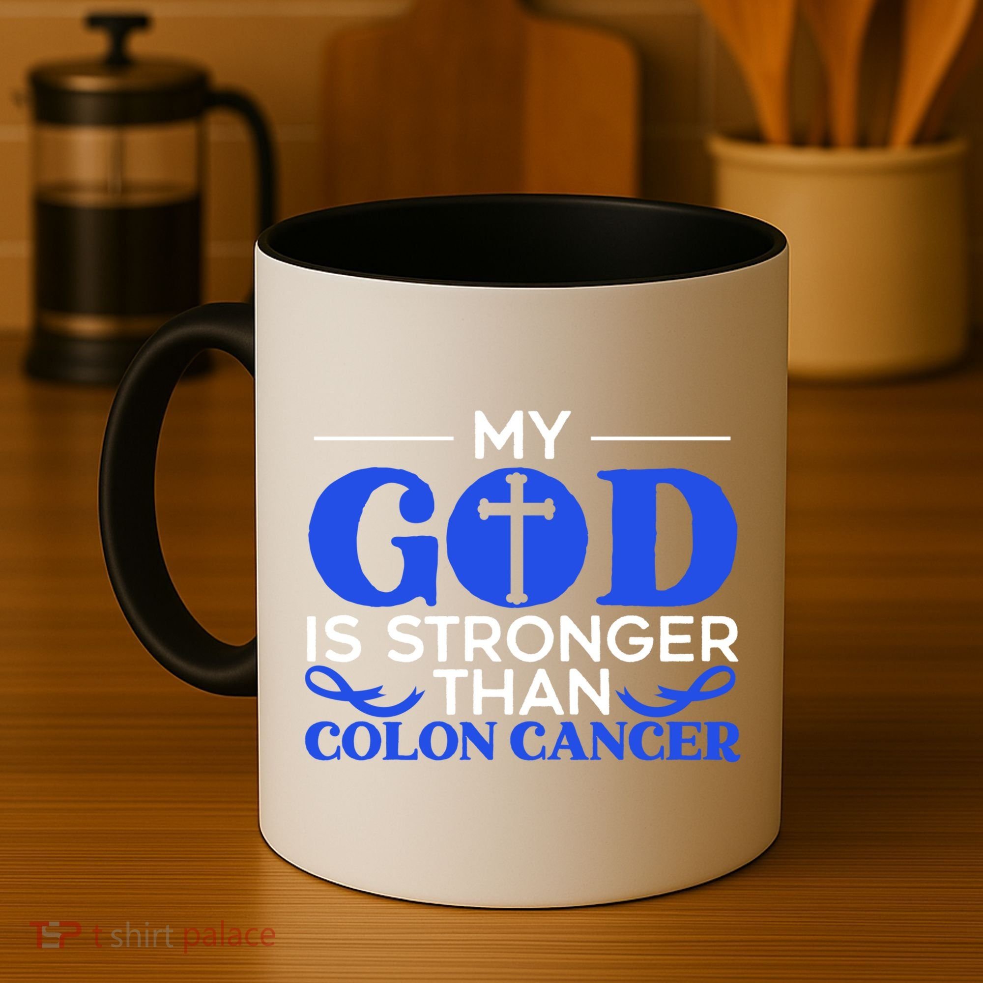 My God Is Stronger Than Colon Cancer Awareness Chrisitan Gift Coffee Mug
