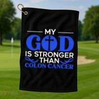 My God Is Stronger Than Colon Cancer Awareness Chrisitan Gift Golf Towel thumb 1