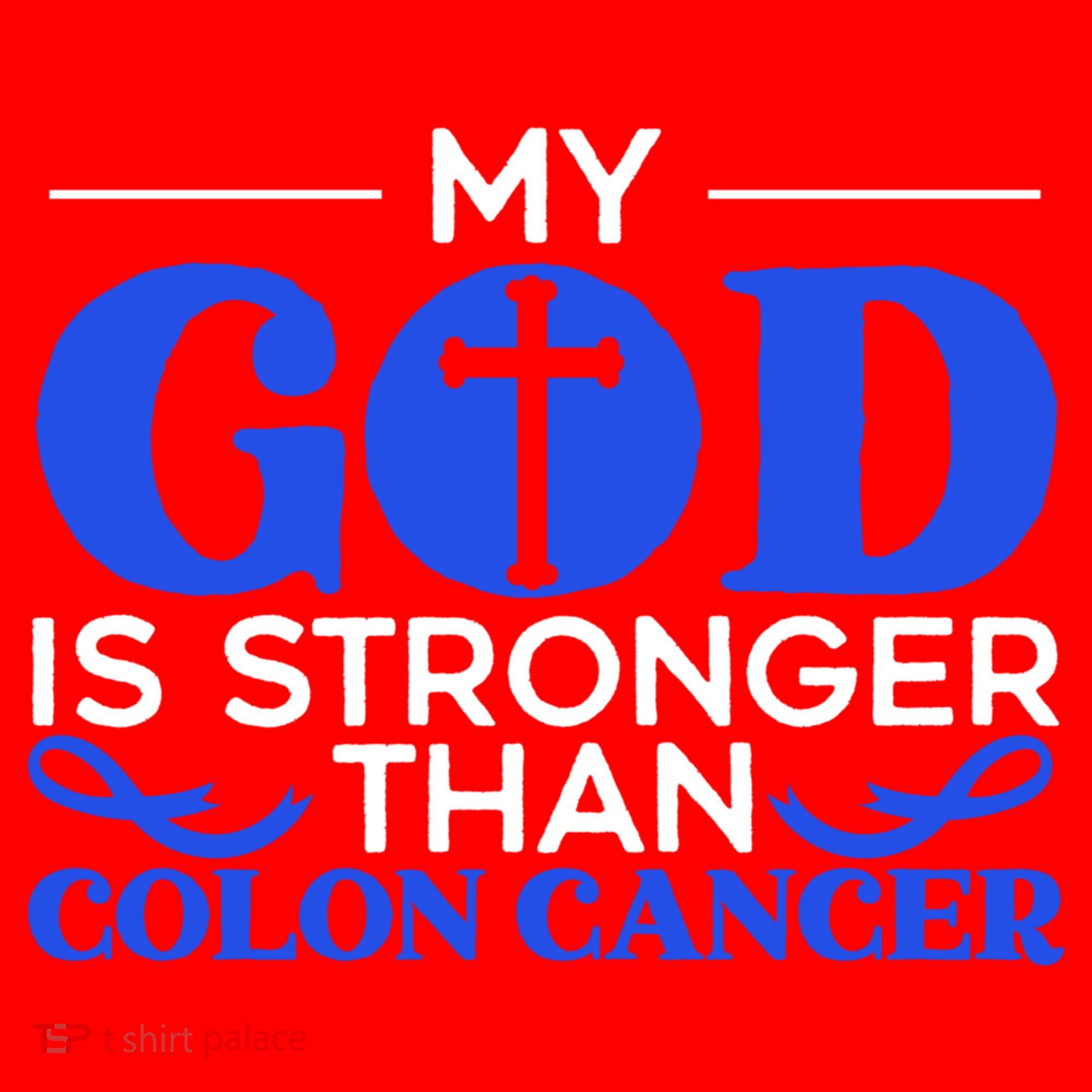 My God Is Stronger Than Colon Cancer Awareness Chrisitan Gift Santa Hat