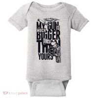 My Gun Is Much Bigger Than Yours Baby Bodysuit thumb 0
