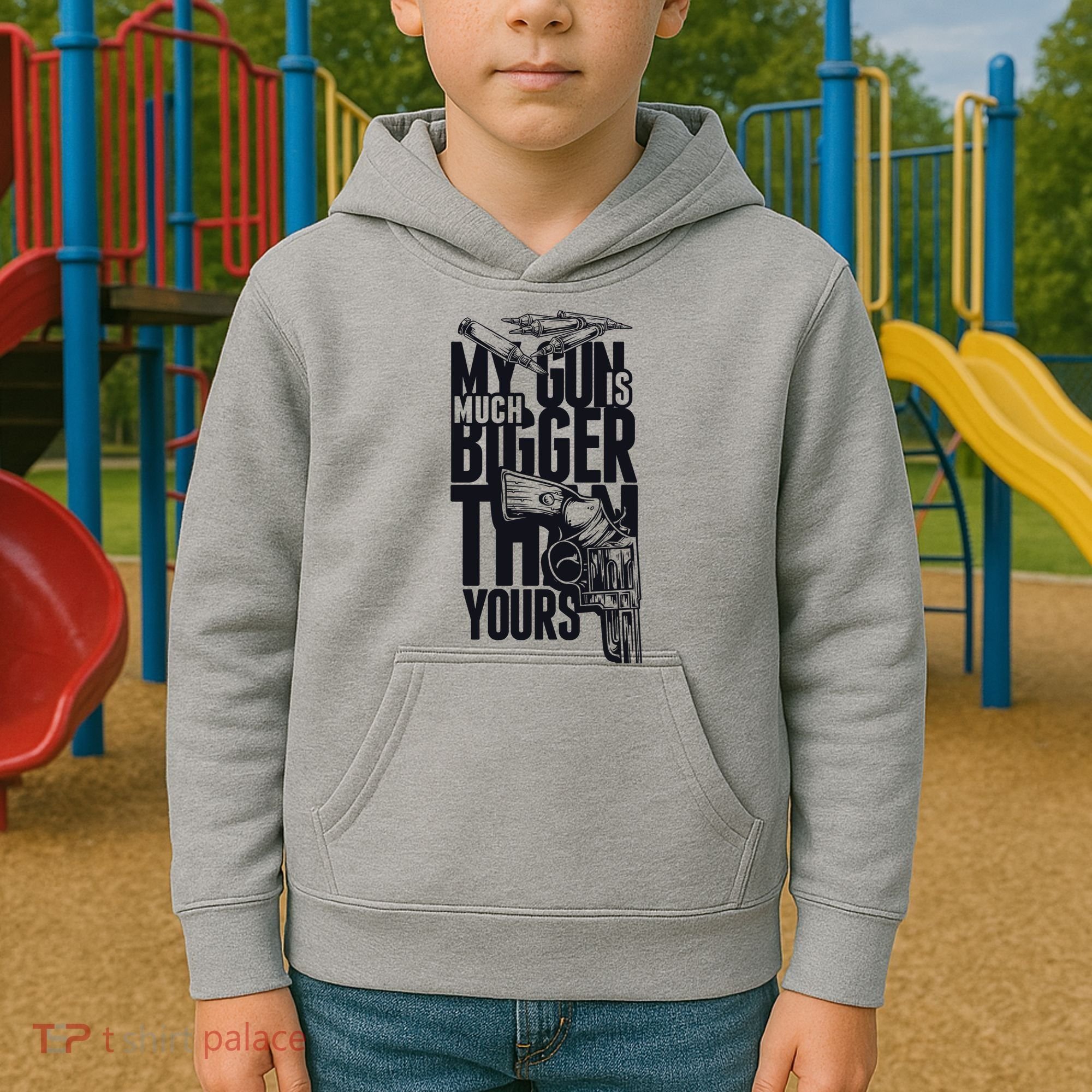 My Gun Is Much Bigger Than Yours Kids Hoodie