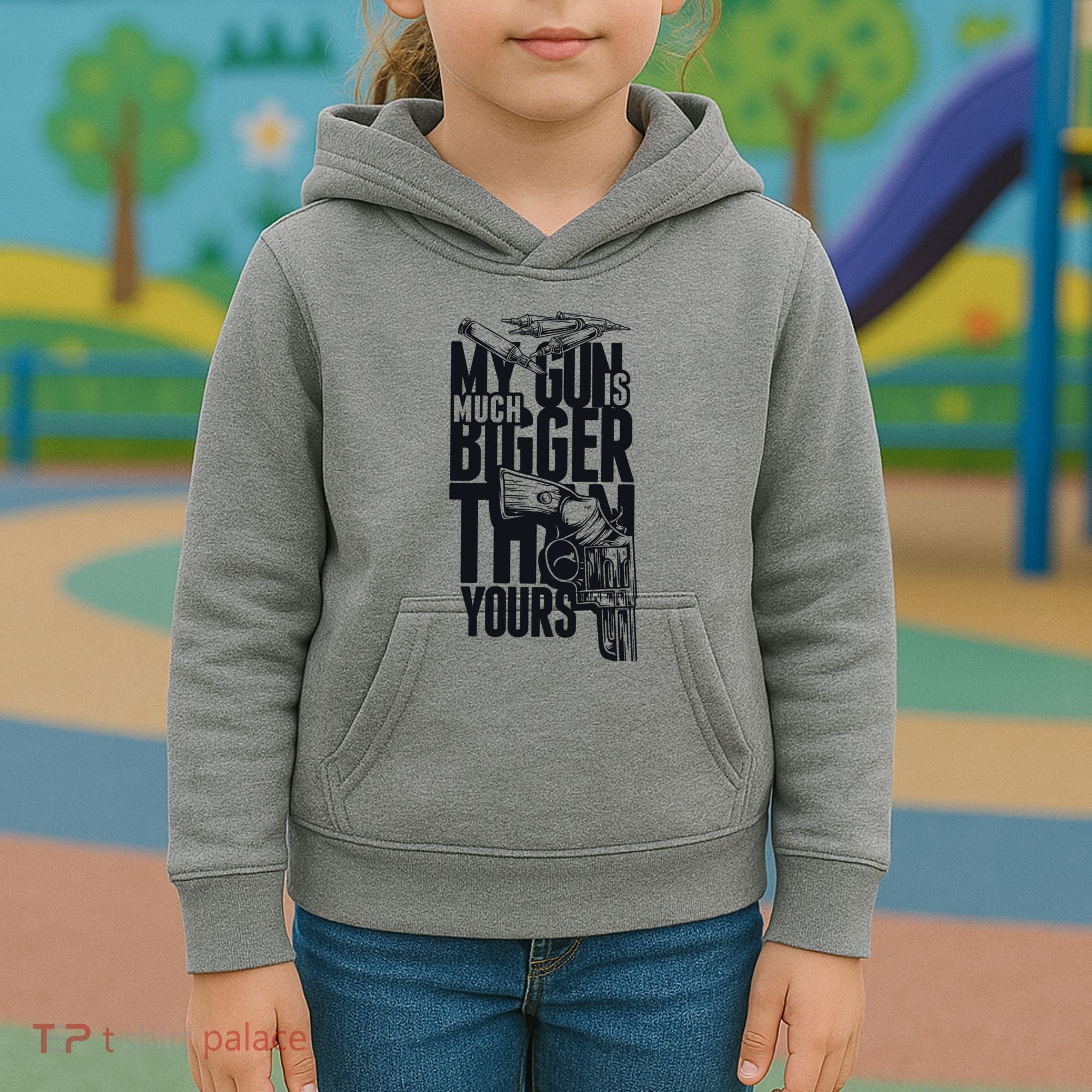My Gun Is Much Bigger Than Yours Kids Hoodie