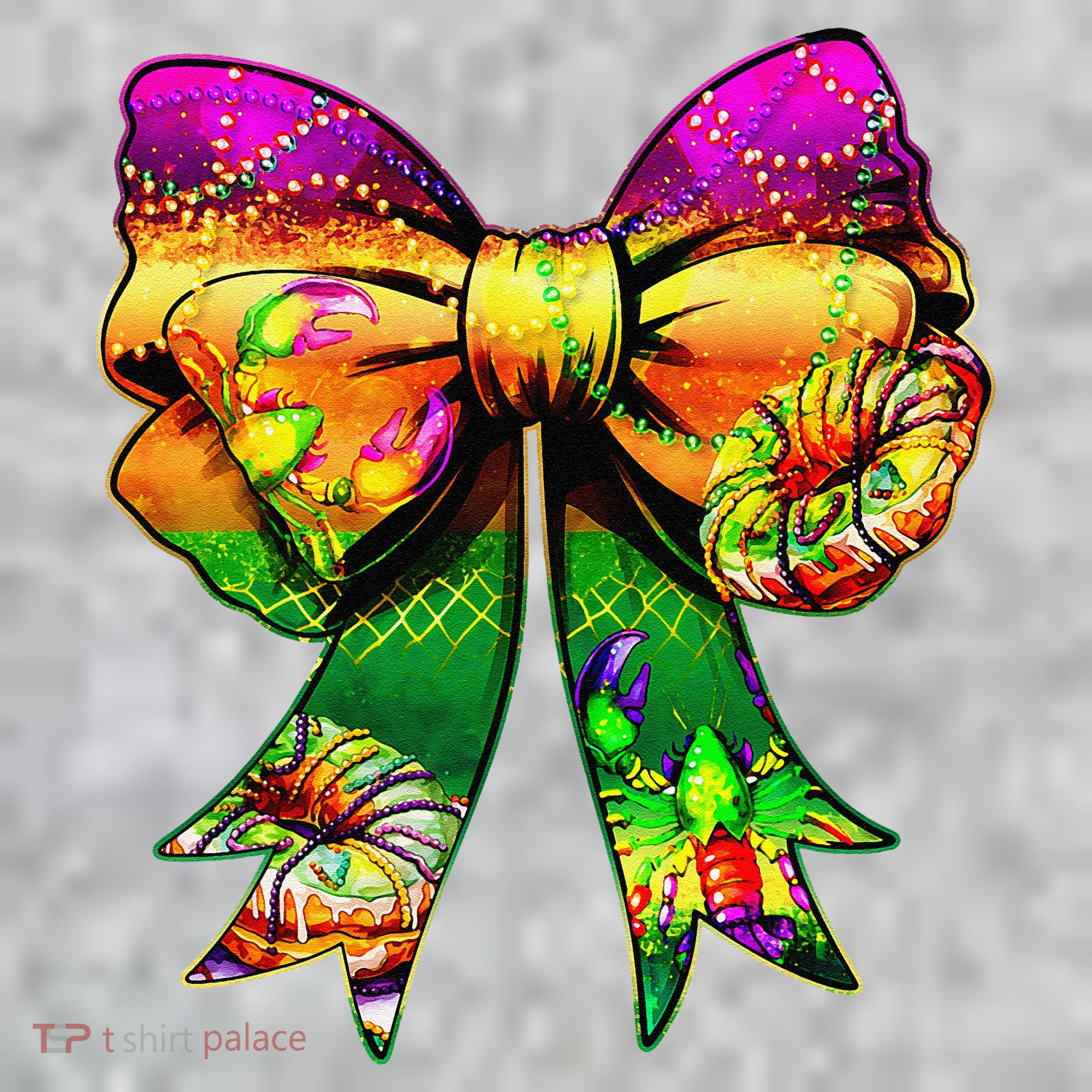 Mardi Gras King Cake Coquette Bow Crawfish Carnival The Baniff Cuffed Pom Beanie