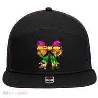 Mardi Gras King Cake Coquette Bow Crawfish Carnival 7 Panel Mesh Trucker Snapback Hat thumb 0