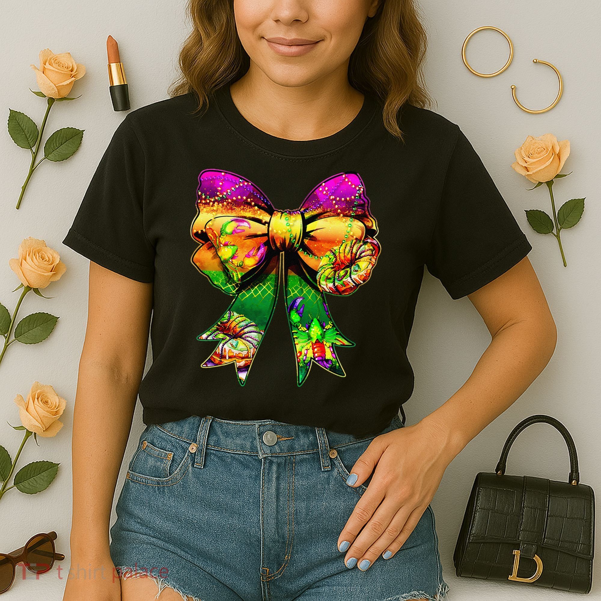 Mardi Gras King Cake Coquette Bow Crawfish Carnival Comfort Colors Boxy T-Shirt