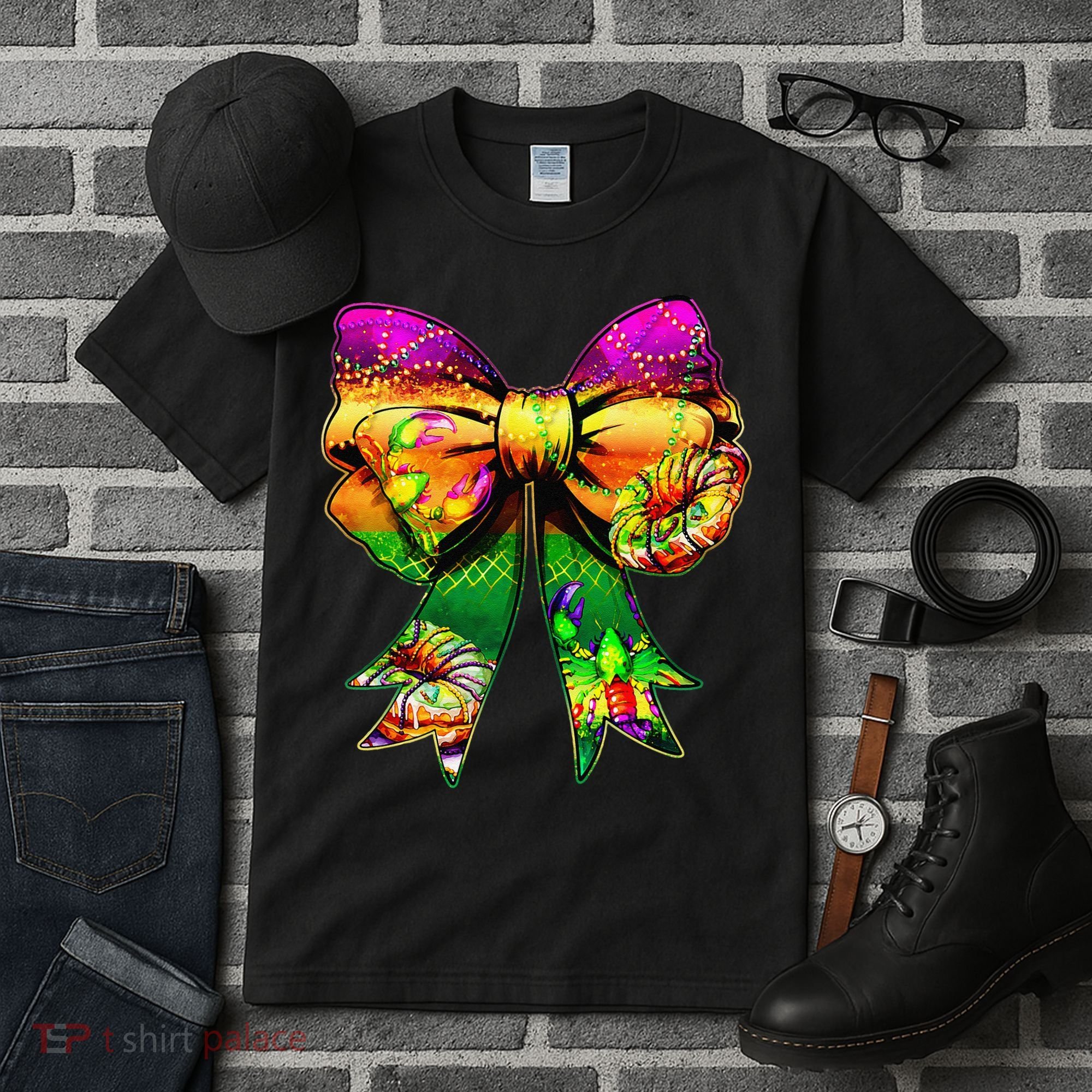 Mardi Gras King Cake Coquette Bow Crawfish Carnival Tall T-Shirt