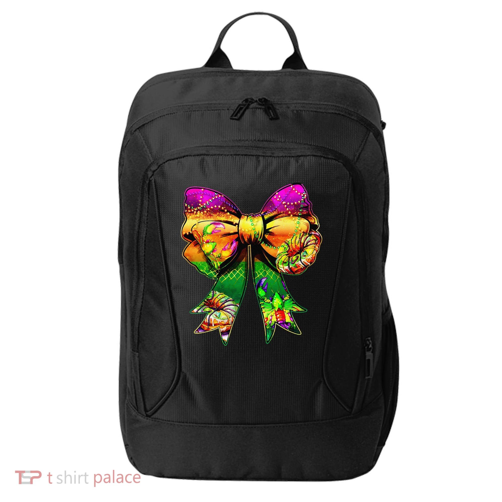 Mardi Gras King Cake Coquette Bow Crawfish Carnival City Backpack