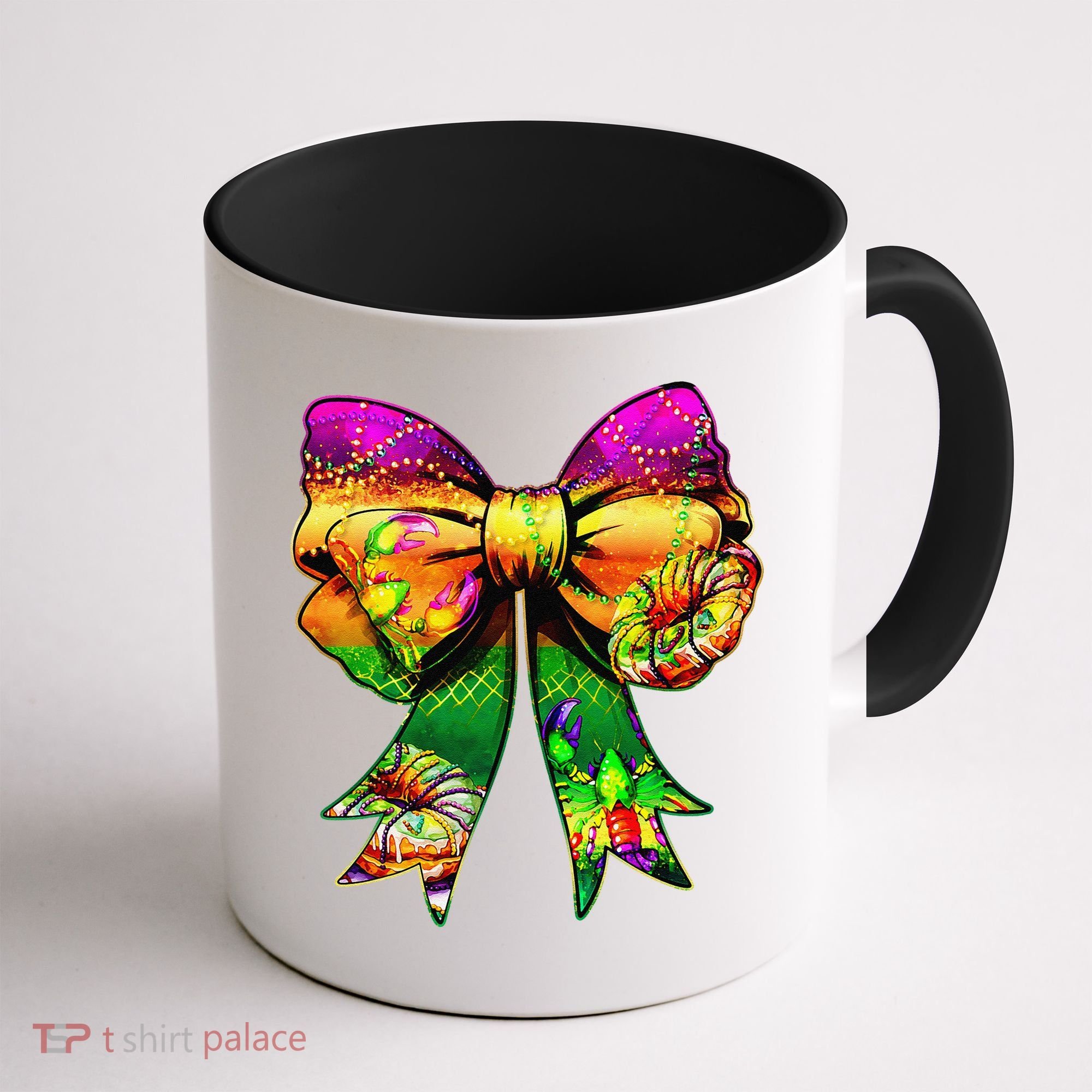 Mardi Gras King Cake Coquette Bow Crawfish Carnival Coffee Mug