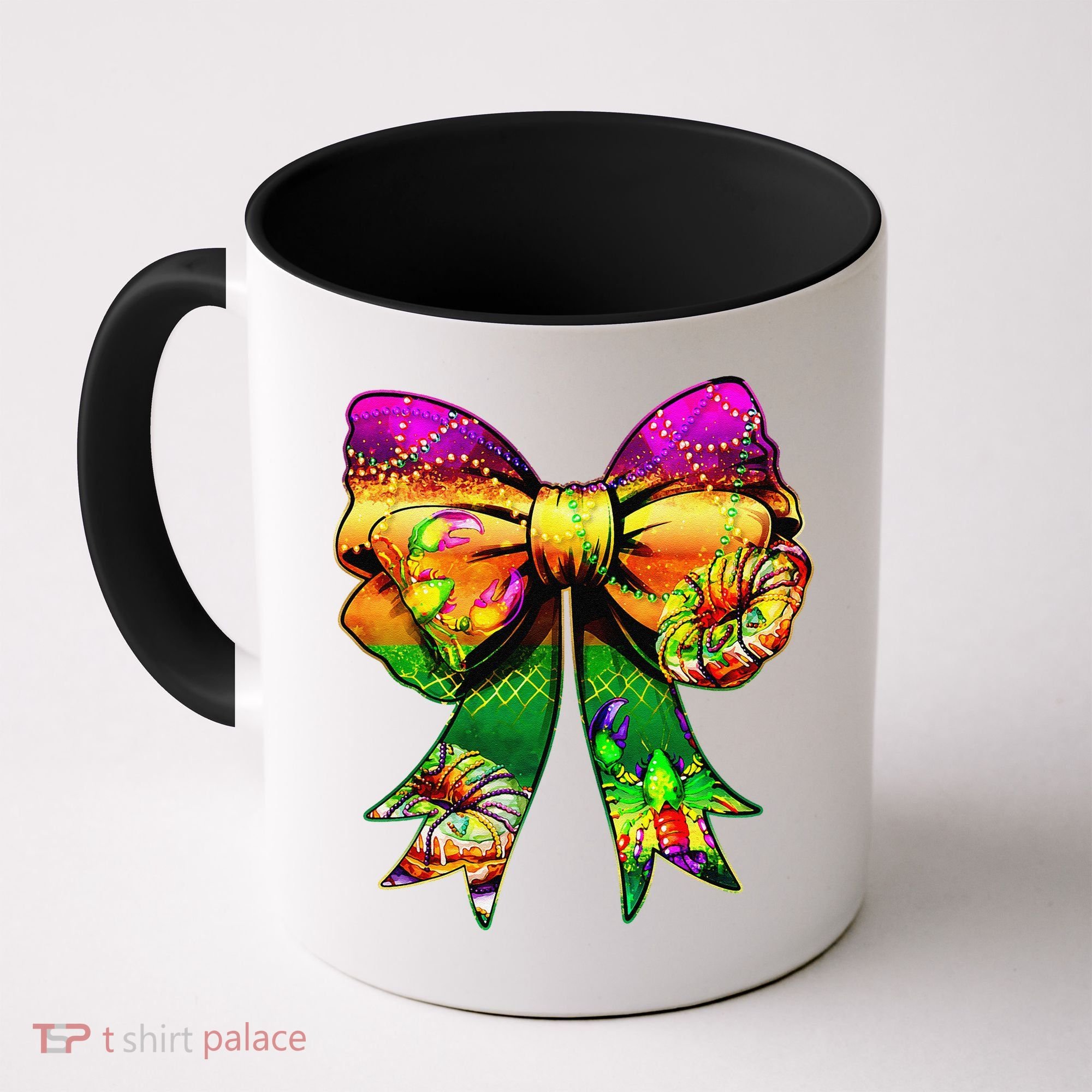 Mardi Gras King Cake Coquette Bow Crawfish Carnival Coffee Mug