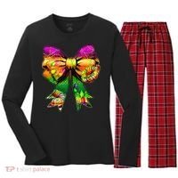Mardi Gras King Cake Coquette Bow Crawfish Carnival Women's Long Sleeve Flannel Pajama Set  thumb 0