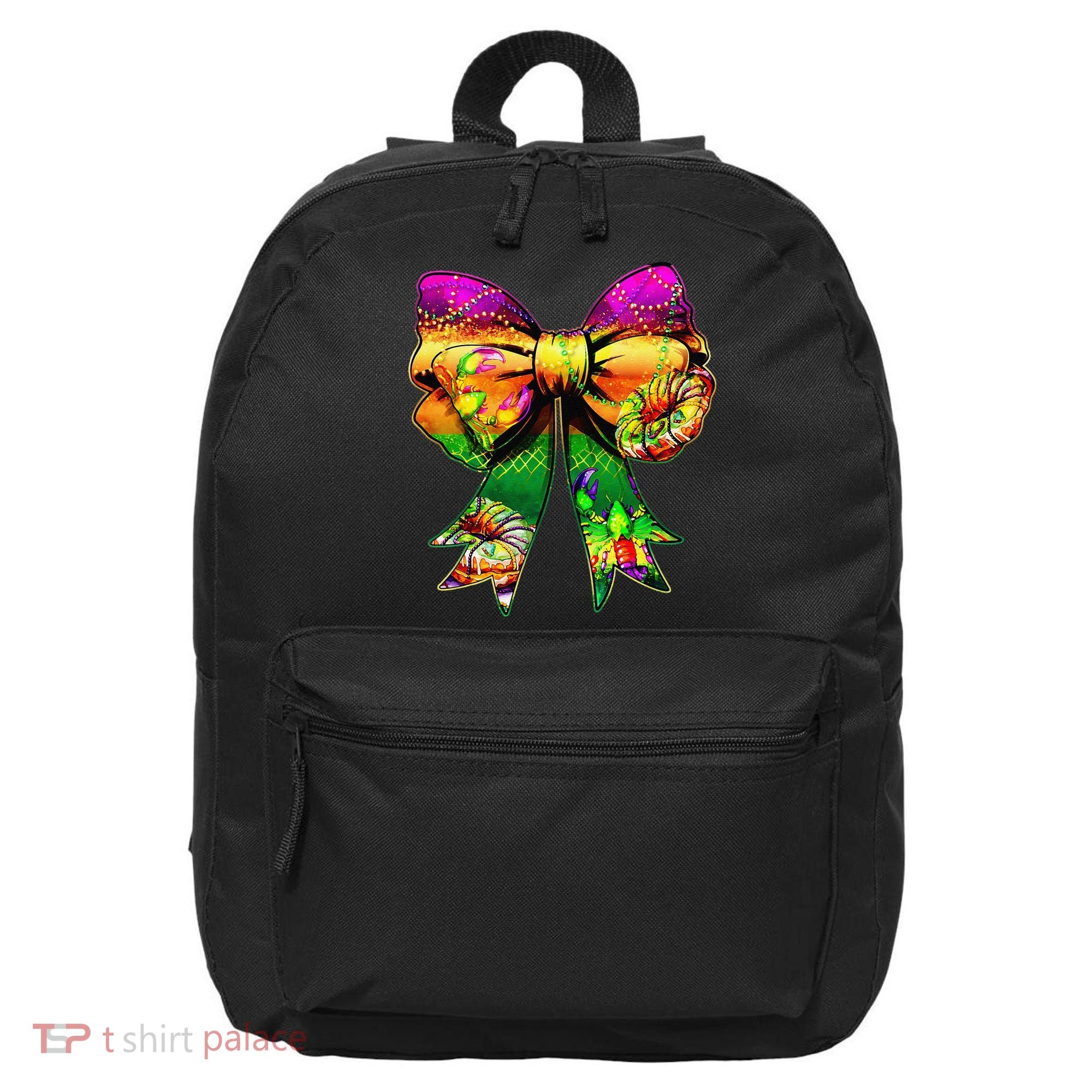 Mardi Gras King Cake Coquette Bow Crawfish Carnival 16 in Basic Backpack
